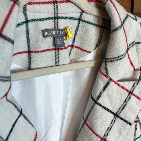 Plaid Wool péplum business coat blazer plus size single button academia - Picture 2 of 7